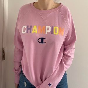 pink/purple champion crewneck sweater sweatshirt
